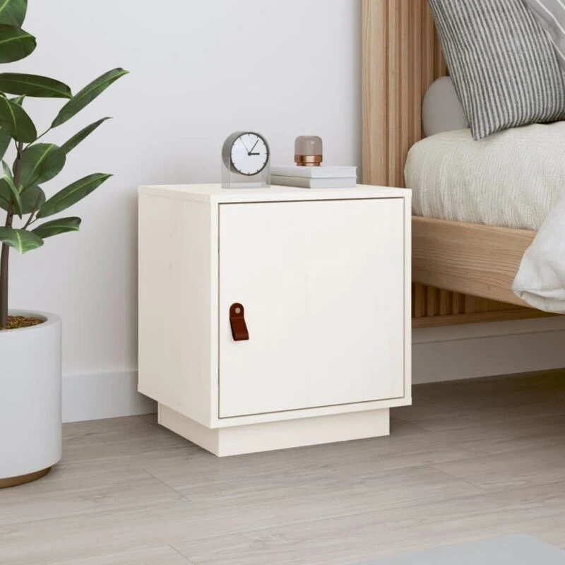 Image of VIDAXL Bedside Cabinet White 40x34x45cm Solid Wood Pine Vidaxl 8720287203629