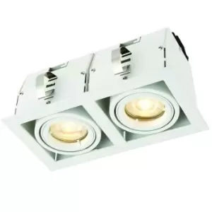 Image of Double Square Adjustable Head Ceiling Spotlight Matt White GU10 7W Box Downlight