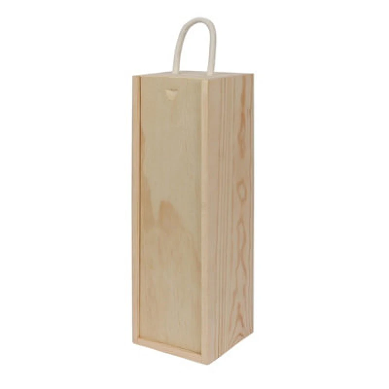 Image of Harbour Housewares Single Bottle Wooden Champagne Wine Box - Natural - 1X Wooden Storage Holder Display Carrier Crate (Empty)