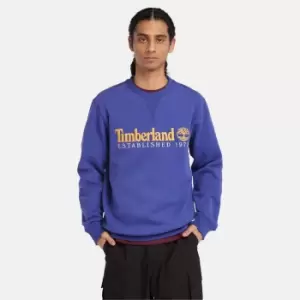 Image of Timberland Est. 1973 Logo Crew Sweatshirt For Men In Purple Blue, Size L