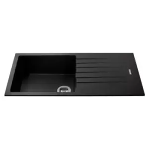 Image of Single Bowl Black Composite Kitchen Sink with Reversible Drainer - CDA