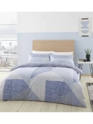Image of Catherine Lansfield Larsson Geo Duvet Cover Set In Blue