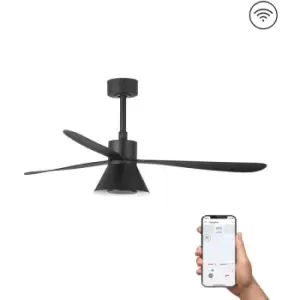 Image of Faro Amelia Large Cone LED Black Ceiling Fan Smart, 6 Speed