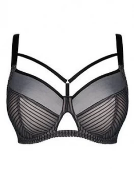 Image of Curvy Kate Victory Pin Up Balcony Bra With Side Support - Black/Slate