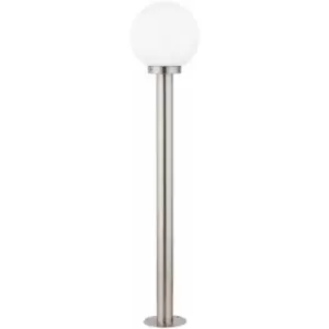 Image of IP44 Outdoor Bollard Light Stainless Steel & Orb 1 x 60W E27 1000mm Lamp Post