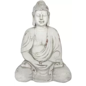 Image of White Small Sitting Garden Buddha