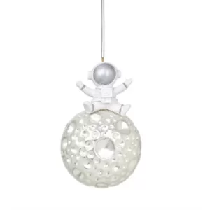 Image of Little Astronaut on the Moon Shaped Bauble