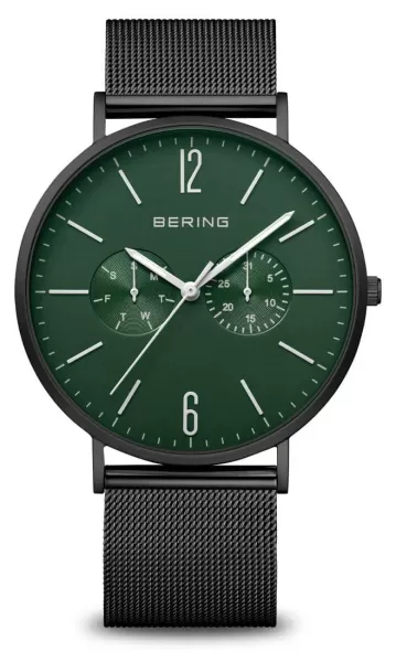 Image of Bering 14240-128 Classic Mens Mat Black Mesh Watch