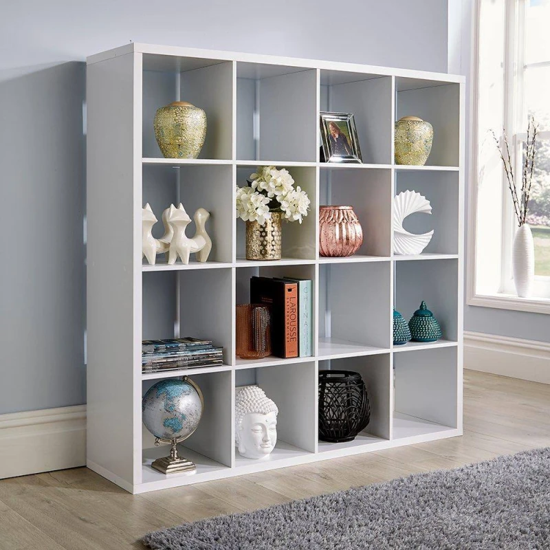 Image of Home Source Cube Plus 16 Bookcase Shelving Storage Unit White