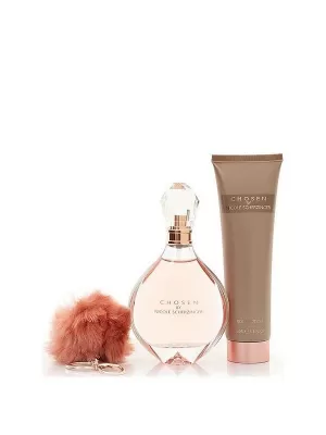 Image of Nicole Scherzinger Chosen 100ml EDP, 150ml Body Lotion with Pompom Keyring Gift Set, One Colour, Women