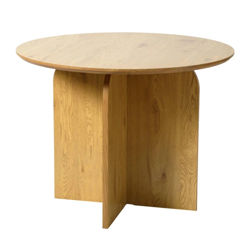 Image of Home Garden Direct NYX Modern Round Dining Table 100cm Wood or Stone Effect in Light Brown Light Brown Unisex