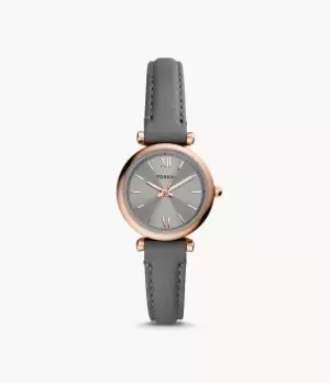 Image of Fossil Women Carlie Mini Three-Hand Grey Leather Watch