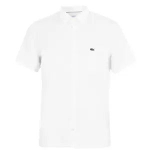 Image of Lacoste Short Sleeve Linen Shirt - White