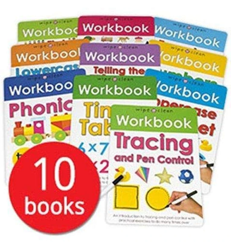 Image of Wipe Clean Workbooks Series 10 Book Set Roger Priddy Times Tables Lowercase Alphabet Uppercase Alphabet Roger Priddy Books