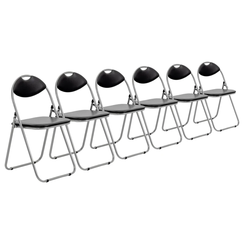 Image of Harbour Housewares Padded Folding Chairs 44cm Pack of 6 Black