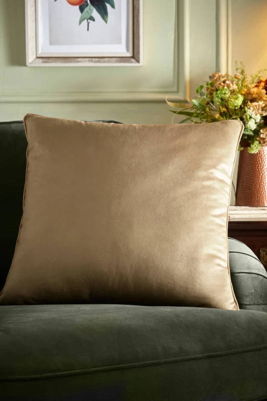 Image of Appletree Harlan Velvet Touch 55cm x 55cm Filled Cushion Taupe