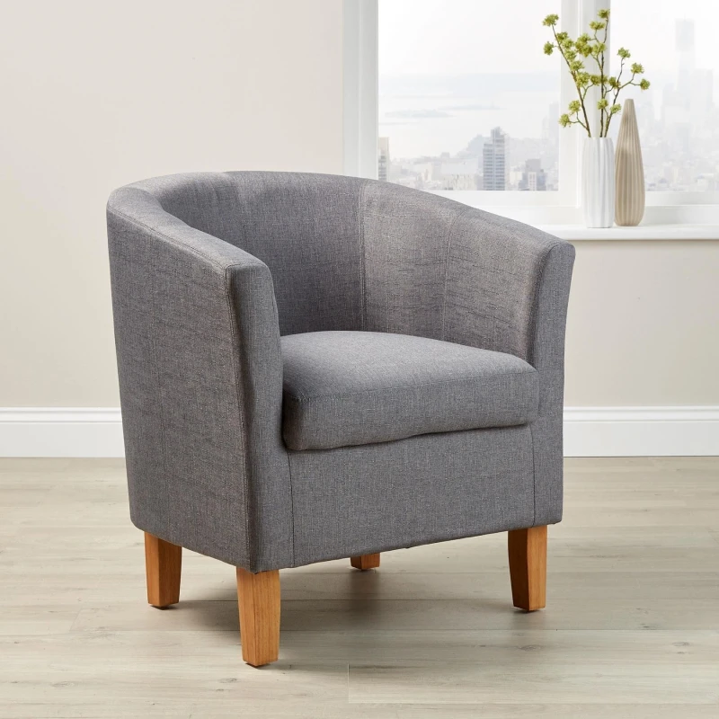Image of Home Source Bedford Small Padded Occasional Accent Tub Chair Grey