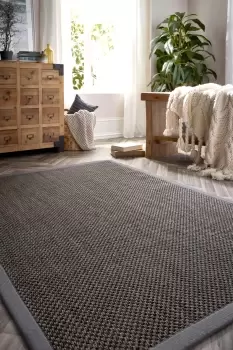 Image of Sisal Rug Dark Grey with Grey Border 120x170