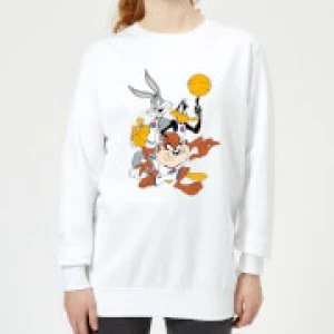 Image of Space Jam Group Shot Womens Sweatshirt - White - S