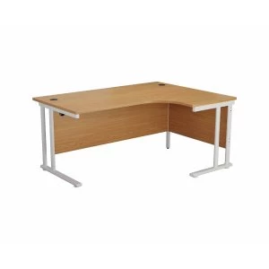 Image of TC Office Start White Cantilever Frame Right Hand Crescent Desk 1800x1200mm, Oak