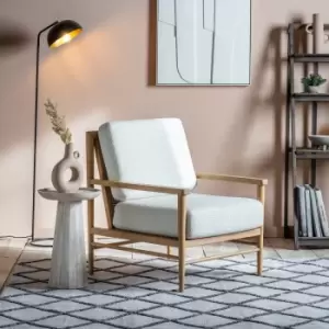 Image of Odesa Cream Rattan Accent Chair with Soild Wood Frame - Caspian House
