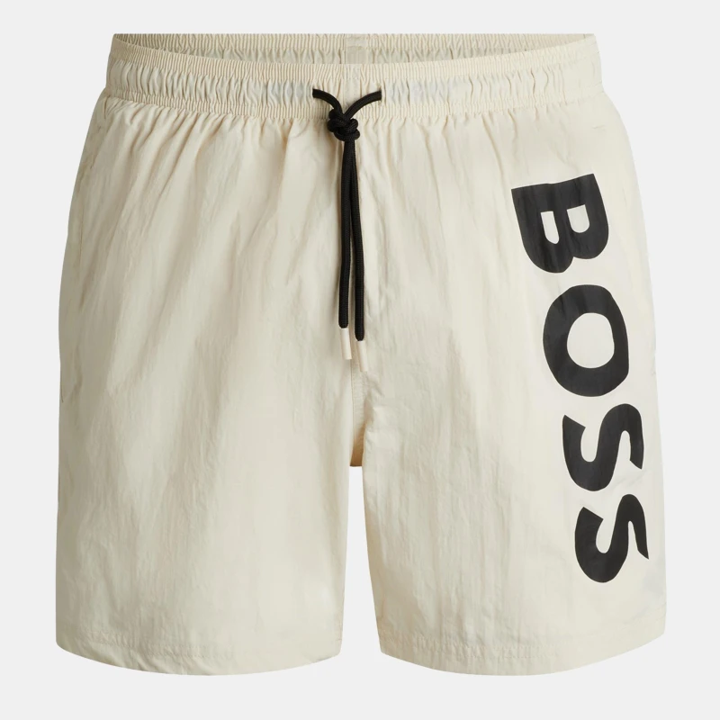 Image of Boss Mens Octopus Swim Shorts, Comfortable Elasticated Waist Open White male S