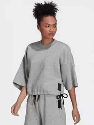 Image of adidas Sportswear Studio Lounge Fleece Sweatshirt, Grey, Size 2Xs, Women