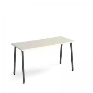 Image of Sparta straight desk 1400mm x 600mm with A-frame legs - charcoal frame