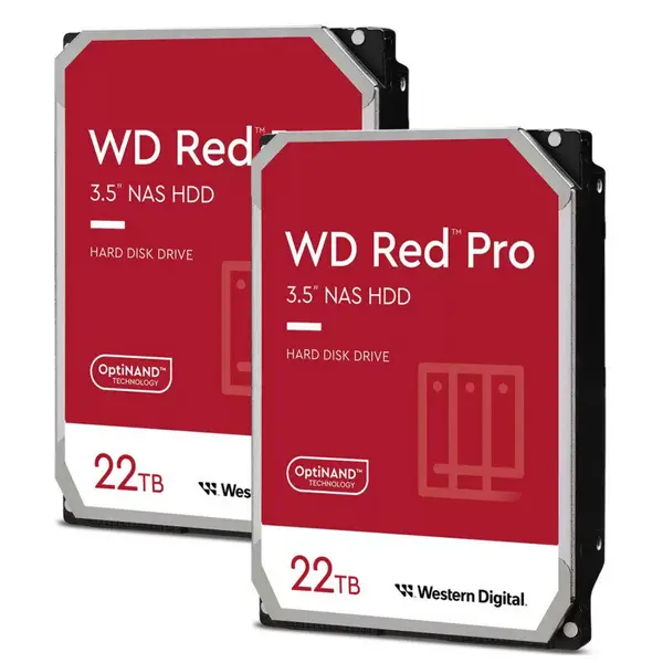 Image of Western Digital WD Red Pro 22TB NAS Hard Drive - Twin Pack WD221KFGX 2 PACK