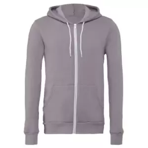 Image of Canvas Unixex Zip-up Polycotton Fleece Hooded Sweatshirt / Hoodie (S) (Storm Grey)