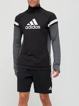 Image of adidas Block Long Sleeve T-Shirt - Black Size M Men
