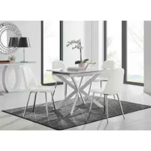 Image of Furniture Box LIRA 100 Extending Dining Table and 4 White Corona Silver Leg Chairs