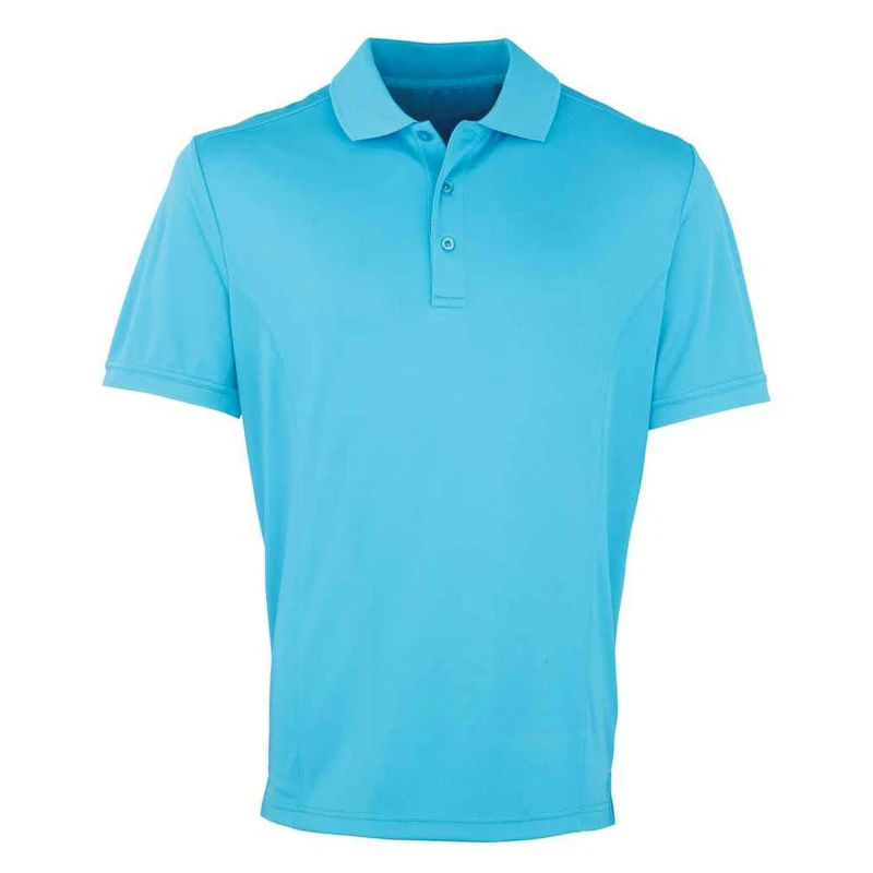 Image of Premier Premier Men Coolchecker Pique Polo Shirt in Turquoise Size: Small Turquoise S Male 5063527055583