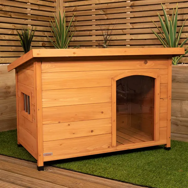 Image of 72cm x 1.04m Medium Outdoor Garden Cosy Wooden Dog House Kennel with Window