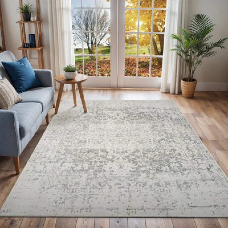 Image of Livabliss Vintage Oriental Boho Grey/white Juliette Area Rug 200 X 275cm - Easy Care, Non Shedding, Ideal For Living Room & Bedroom