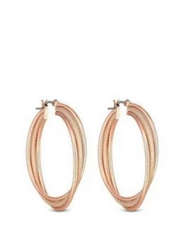 Image of Mood Rose Gold Plated Texture Cross Over Hoop Earrings