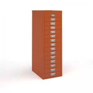 Image of Bisley multi drawers with 15 drawers - orange