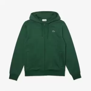 Image of Lacoste Zip Basic Fleece Hoodie - Green