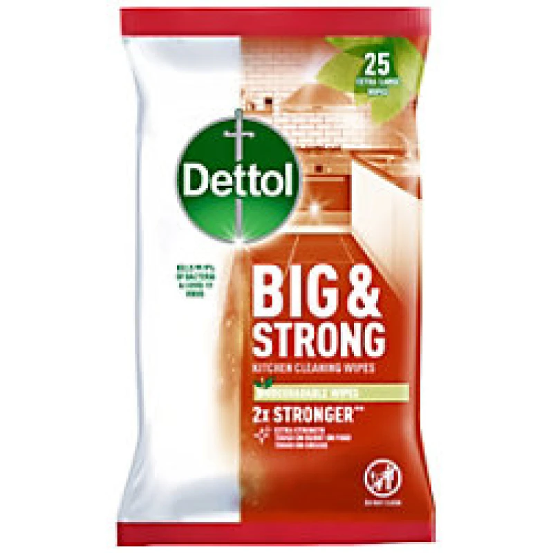 Image of Dettol Big & Strong Antibacterial Kitchen Cleaning 25 XL Wipes 109664661
