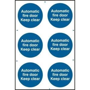 Image of ASEC Automatic Fire Door Keep Clear 200mm x 300mm PVC Self Adhesive Sign