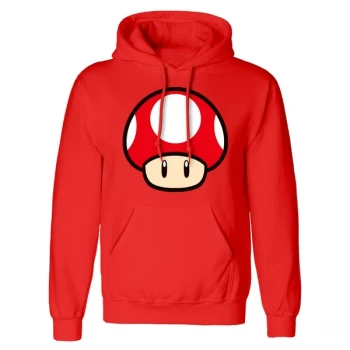 Image of Super Mario - Power Up Mushroom Unisex Medium Hooded Sweatshirt Pullover - Red