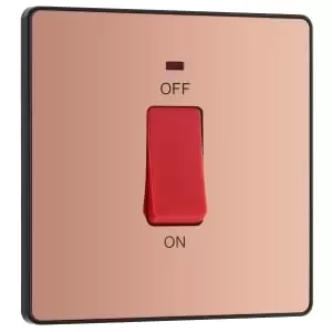 Image of BG Evolve Polished Copper 45A Square Double Pole Switch with LED Power Indicator