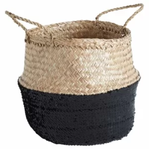 Image of Seagrass Basket Natural Top Small, black