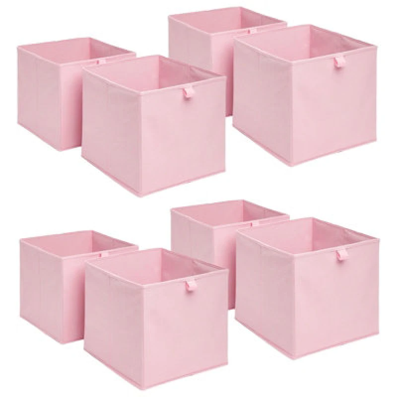 Image of OHS OHS Pack of 8 Plain Folding Storage Boxes in Light Pink Light Pink One Size Unisex 5027434150939