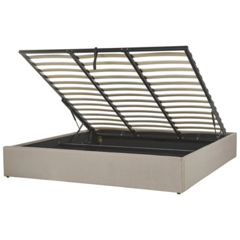 Image of Beliani Ottoman Bed Without Headboard Fabric Dinan 180 X 200 Cm (Eu Super King) Light Brown