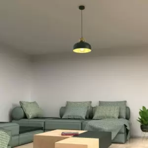 Image of Harald Pendant Lamp 1XE27 A Stylish Hand Made 30CM Lamp Finished In Green With Luxurious Gold Detail