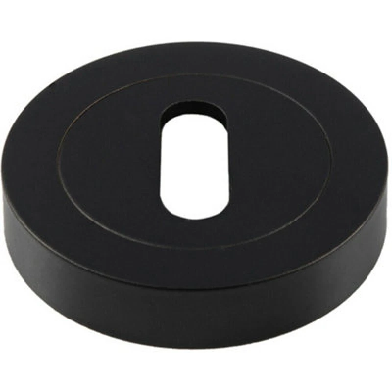 Image of Loops 50mm Lock Profile Round Escutcheon Concealed Fix Matt Black Keyhole Cover Black unisex
