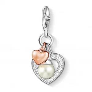 Image of THOMAS SABO Cubic Zirconia Freshwater Pearl Heart Charm 0937-426-14