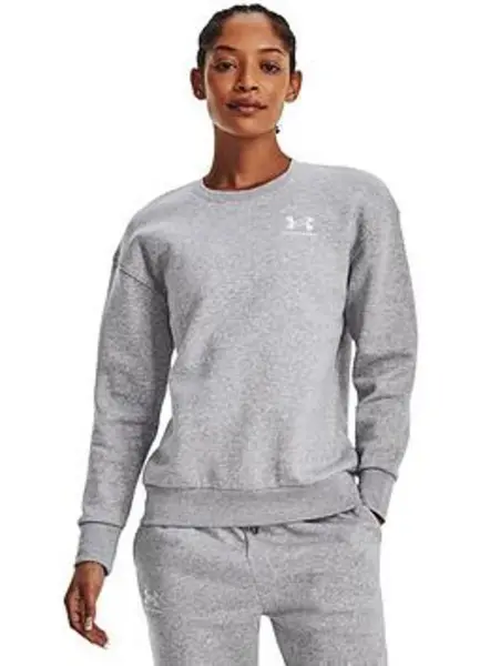 Image of Under Armour Essential Fleece Crew - Grey, Size S, Women