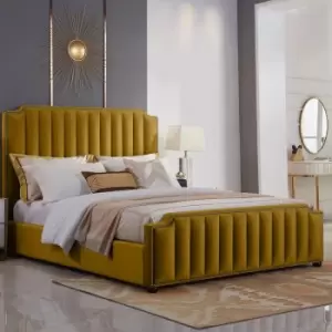 Image of Envisage Trade - Klara Upholstered Beds - Plush Velvet, Small Double Size Frame, Mustard - Mustard